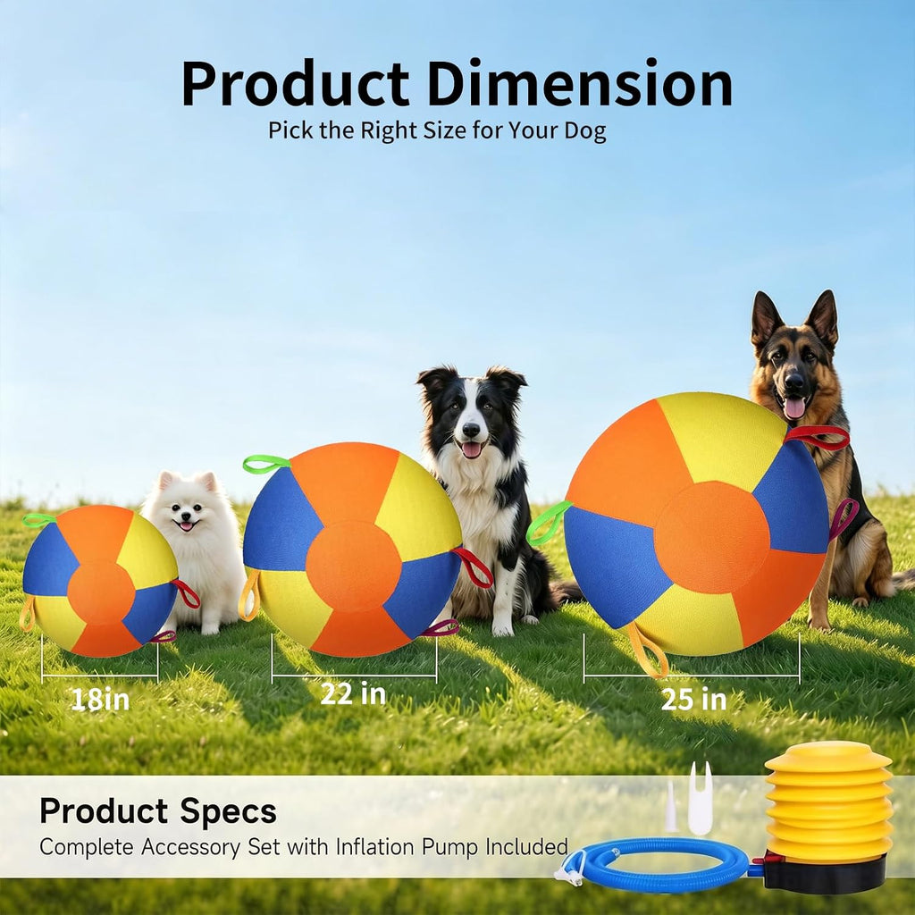 Herding Balls for Dogs 18" Inflatable Herding Ball Large with 5 Handles Indestructible Balls for Australian Shepherd and Border Collie Giant Dog Ball for Medium and Large Breeds with Pump