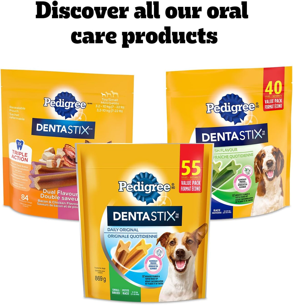 DENTASTIX Medium Dog Dental Treats Original, 40 Sticks 972G