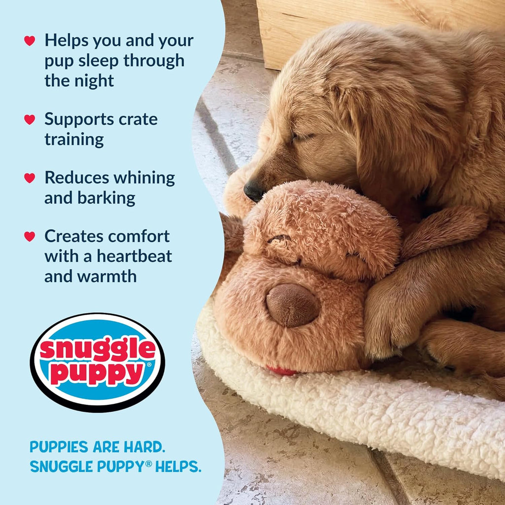 Snuggle Puppy Original Heartbeat Puppy Toy with Real-Feel Pulse & Heat Pack, Plush Dog Comfort Toy for Crate Training, First Nights & New Puppy Transition - Biscuit
