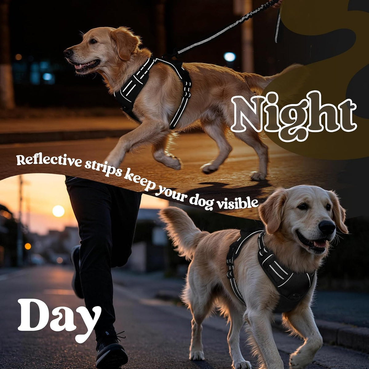 Dog Harness, No Pull for Large Dogs with 2 Leash Clips, Pet Vest