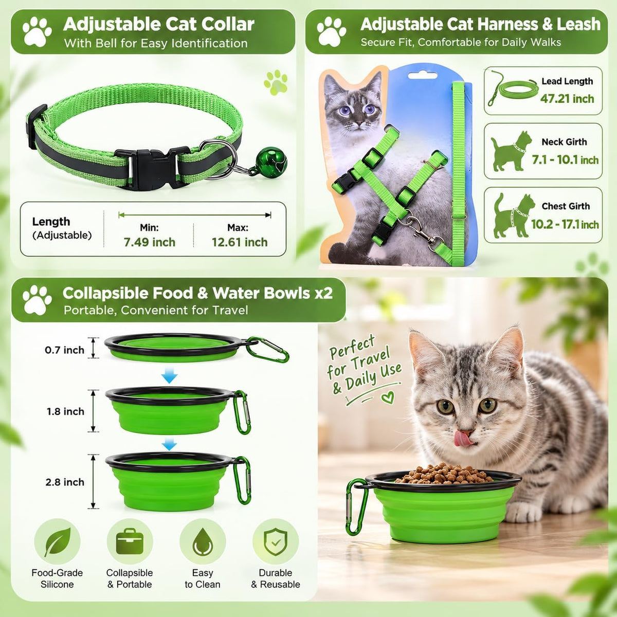 Cat Carrier Soft-Sided & Folding Travel Litter Box, Green