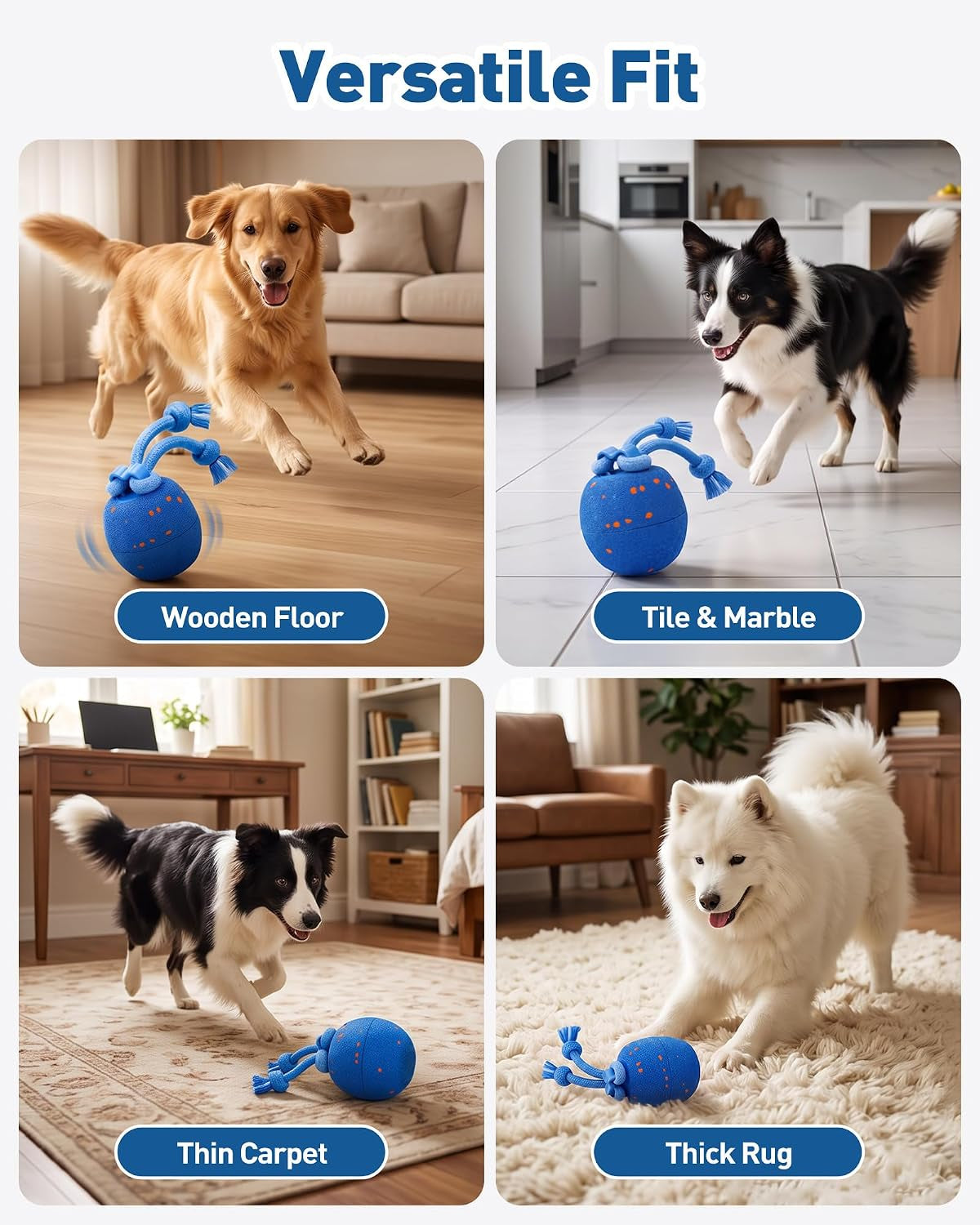 Smart Interactive Dog Toy Balls, Automatic Rolling, Bouncing & Rotating (Blue)