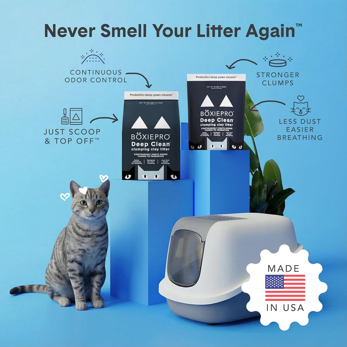 Boxie Probiotic Clumping Cat Litter 40 Day Odour Control Low Dust 28 Lb