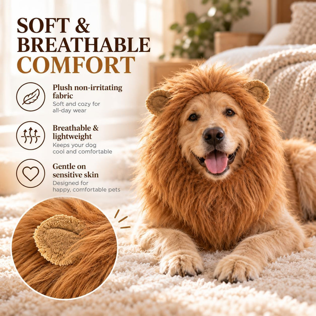 Dog Lion Mane Costume with Ears, Dog Halloween Costumes Large Breed