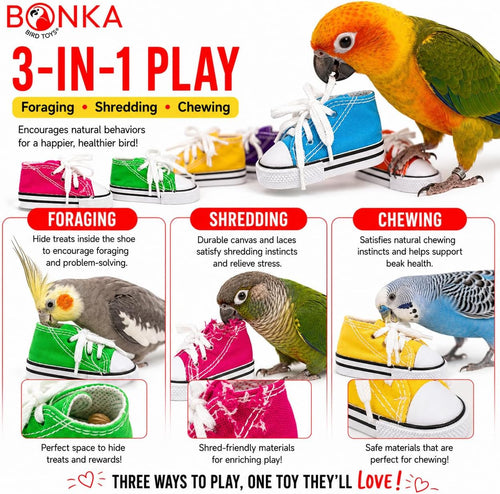6 Mini Sneaker Bird Toy Parrot Craft Cage Craft Toys Cages Small Dog,Cat Pet Cockatiel,African Grey,Cockatoo