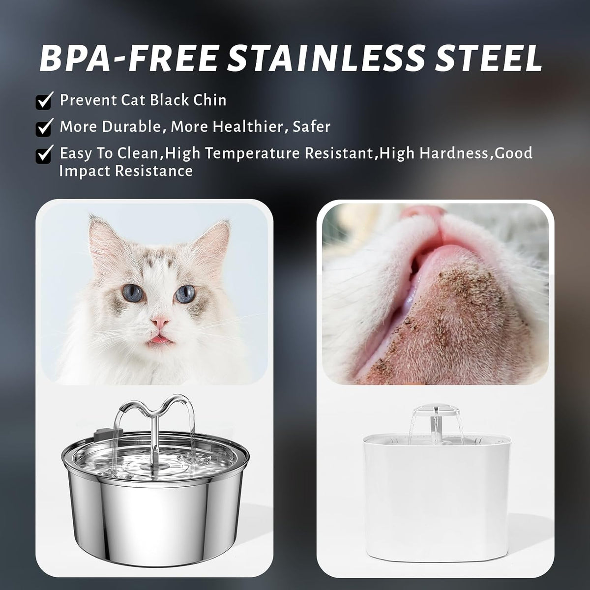 Stainless Steel Cat Water Fountain, 108Oz/3.2L Cat Fountain