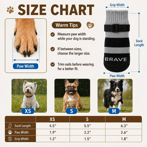Anti Slip Dog Socks to Prevent Licking Paws, 4 Pack Dog Paw Protectors with Adjustable Buckle Strap, for Hot Pavement Hardwood Floors, Traction Control for Small Medium Senior Dogs，Gray：M