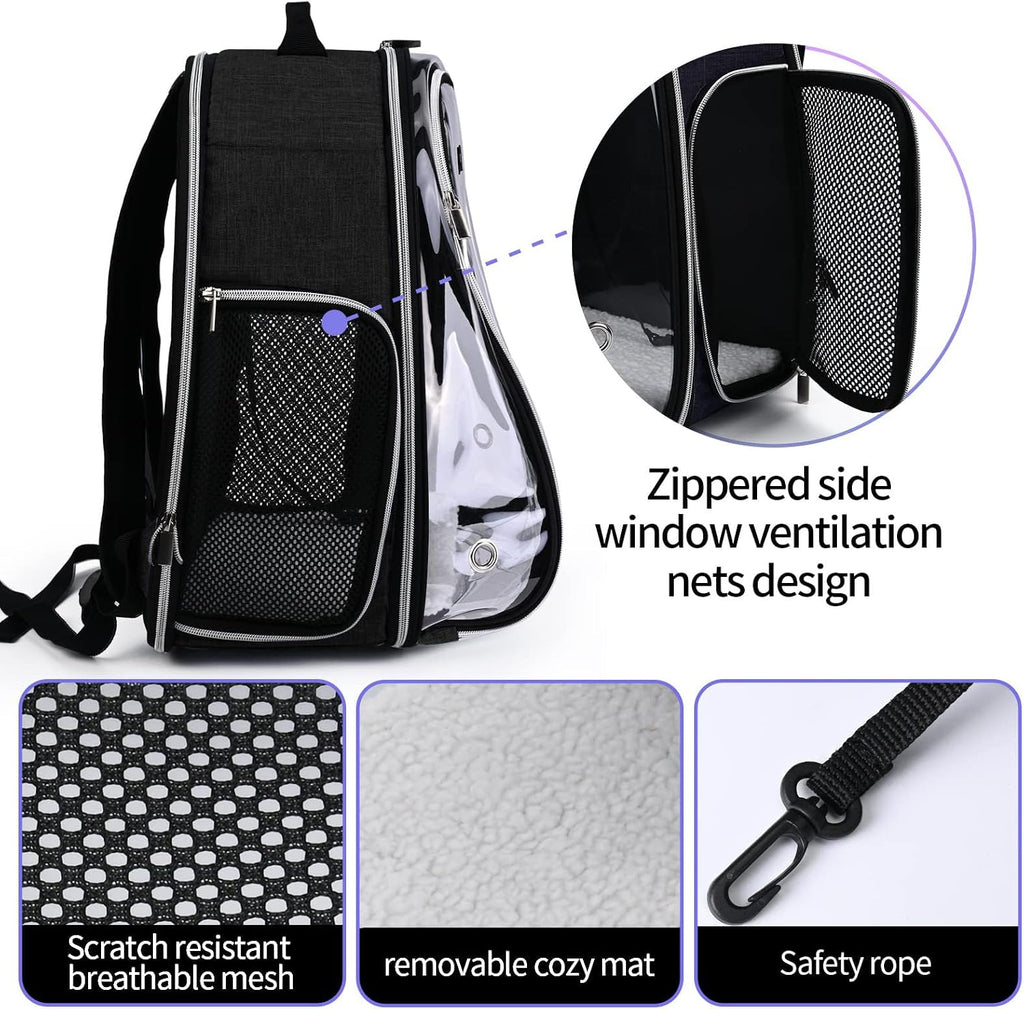 Cat Carrier Backpack Bubble - Airline-Approved Dog Backpack Carrier for Small Pets Puppies Dogs Bunny,Space Capsule Dog Carrier Backpack for Travel Outdoor Hiking Black