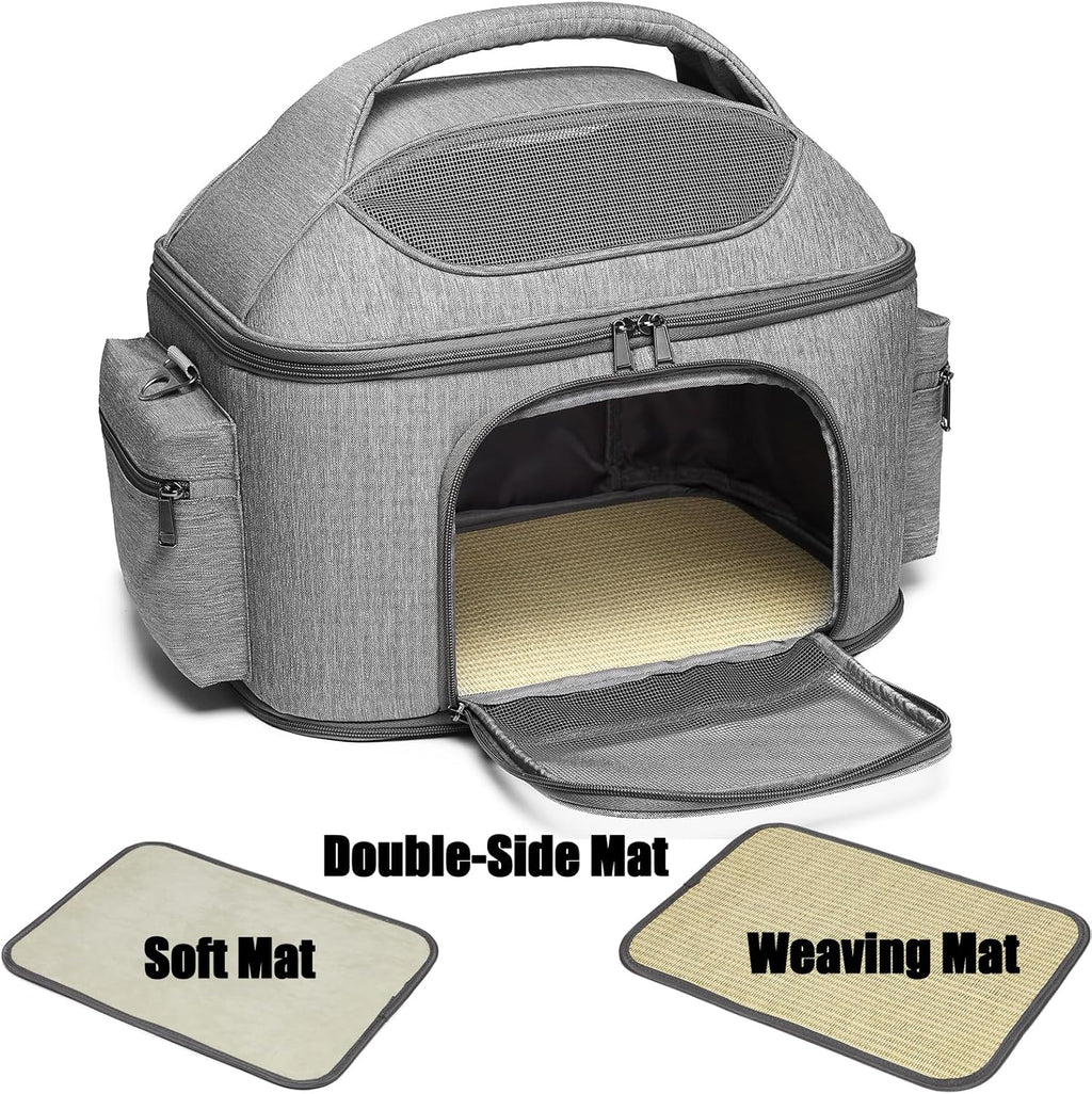 Large Pet Carrier for Cat and Small Dog, Fits 20 Lbs Fat Cat, Soft-Sided Pet Travel Carrier, Cat Bed (Green)