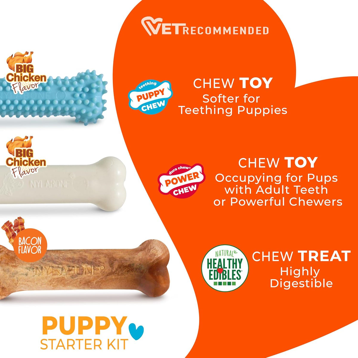 Puppy Chew Toy & Treat Puppy Starter Set, Blue Puppy Chew Toys for Boys