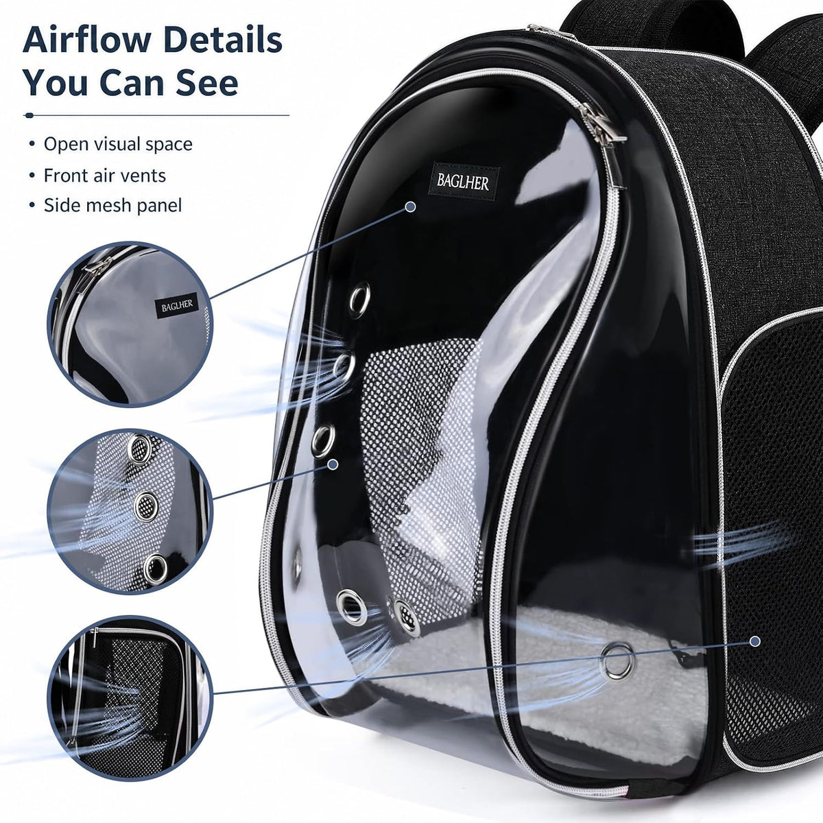 Cat Carrier Backpack Bubble - Airline-Approved Dog Backpack Carrier for Small Pets Puppies Dogs Bunny,Space Capsule Dog Carrier Backpack for Travel Outdoor Hiking Black