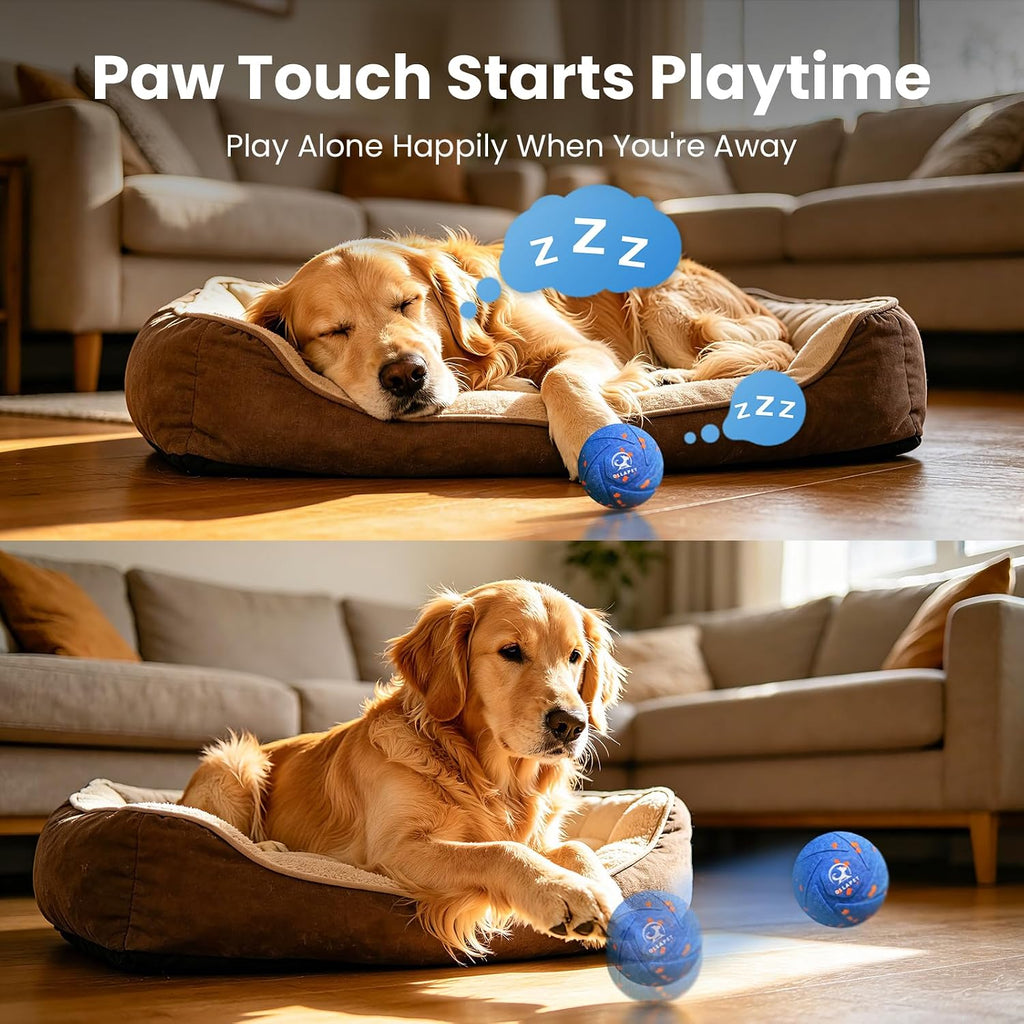 Smart Interactive Dog Toys - Auto Bouncing & Rolling Ball, Chew-Resistant E-TPU Material, 3 Interactive Modes, IPX7 Waterproof, Smart Chase Pet Toy Ball for Medium and Large Dogs, Blue