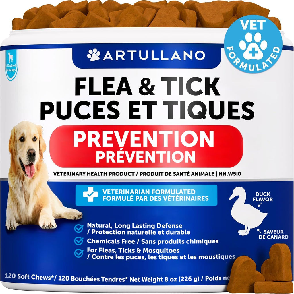 Flea and Tick Supplement for Dogs - 120 Chews - Dog Flea & Tick Support