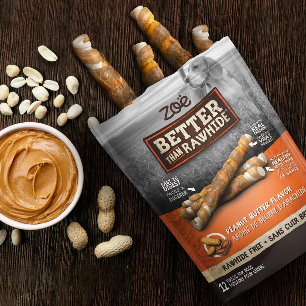 Zoe Better than Rawhide Twists for Dogs, BBQ Chicken, 12 Pack (5.2 Oz)